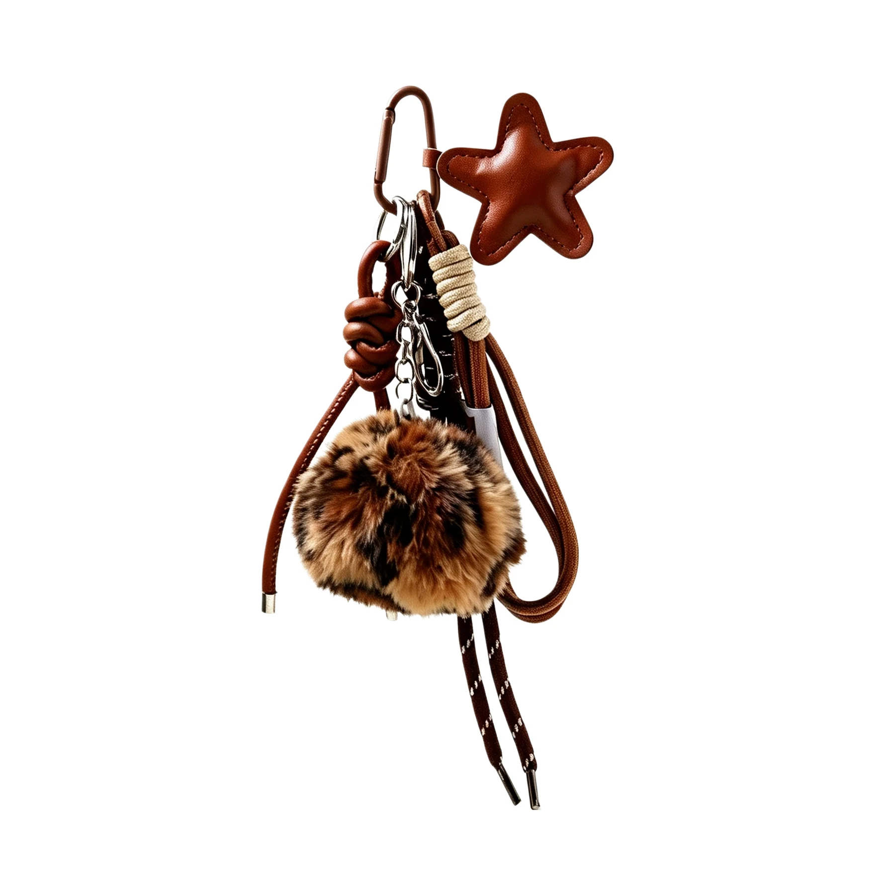 Brown Star Pom-Pom Bag Charm
