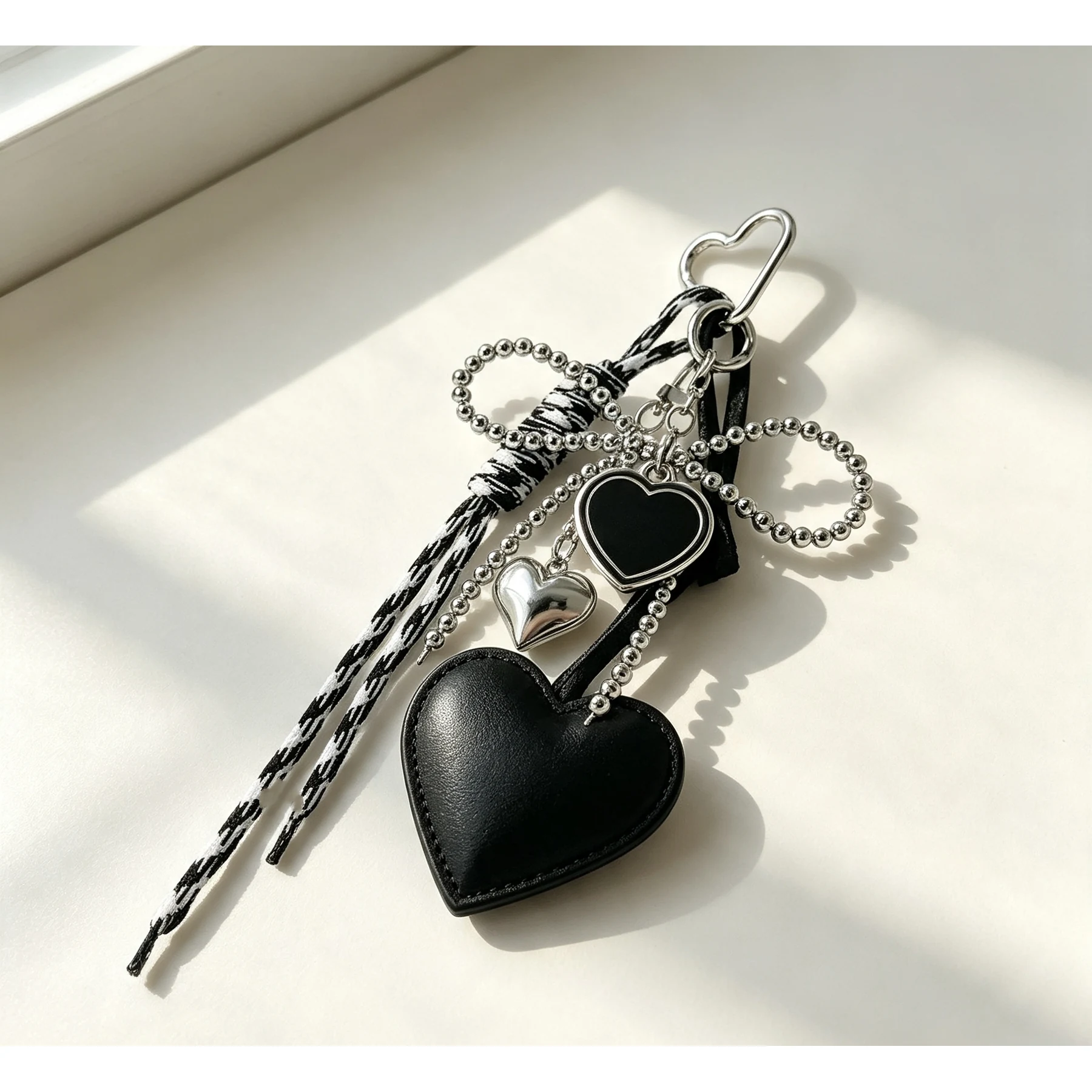 Black Heart Chain Bag Charm