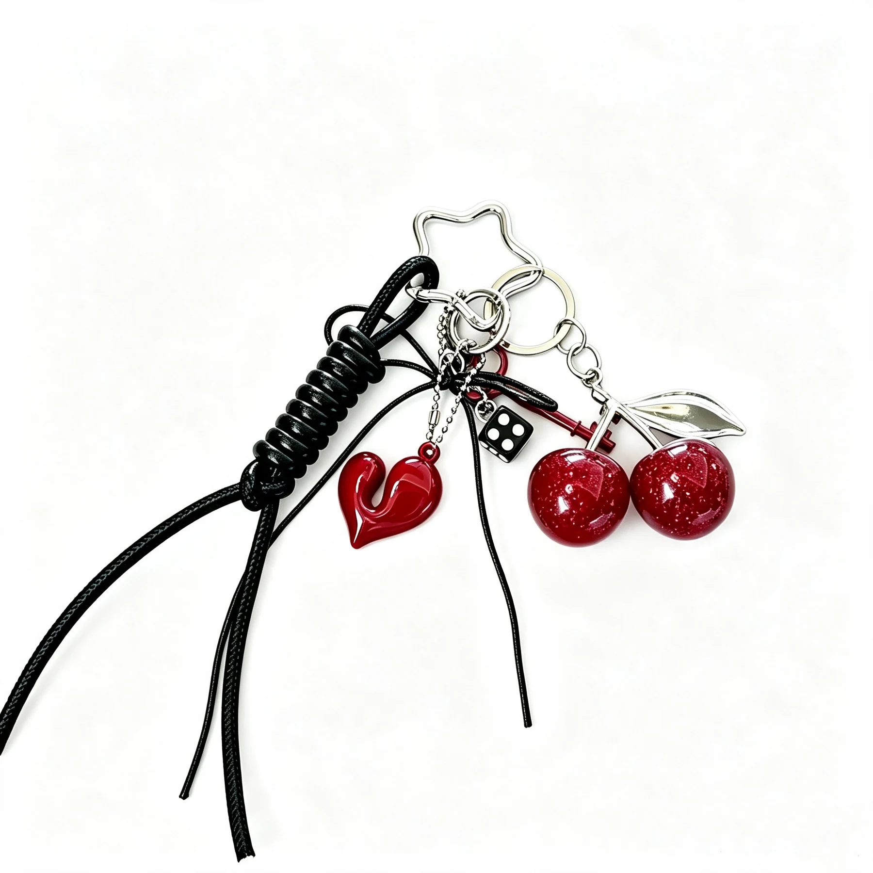 Cherry Heart Bag Charm