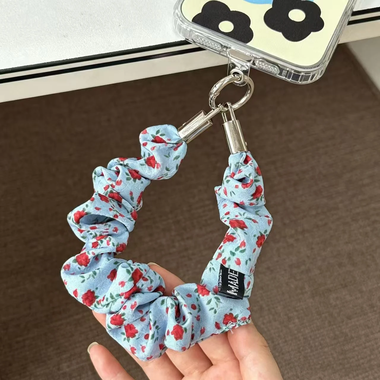 Floral Scrunchie Phone Wrist Strap