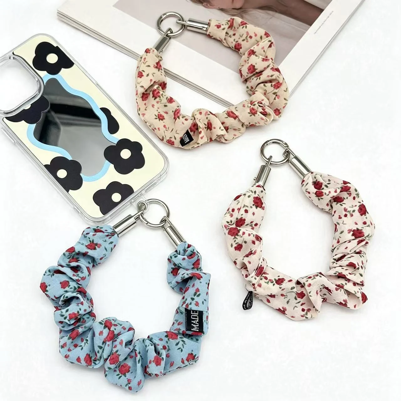 Floral Scrunchie Phone Wrist Strap